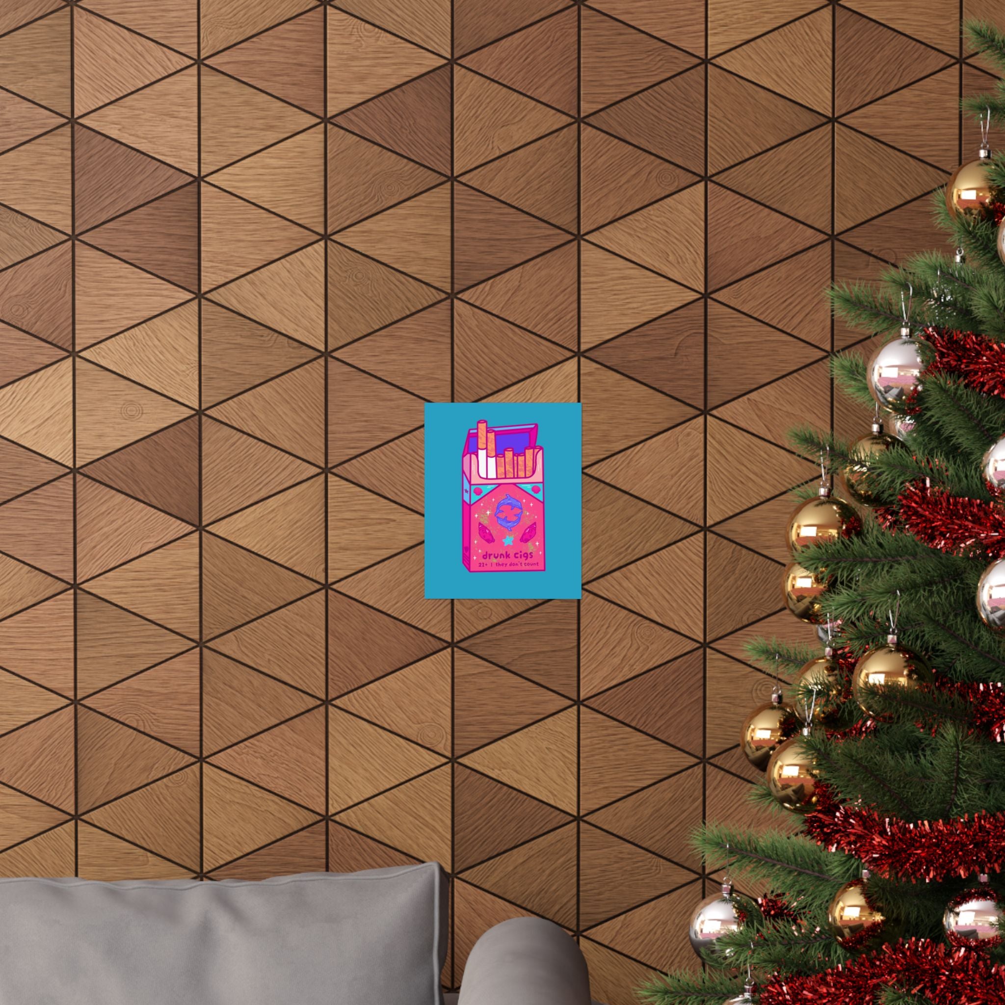 Matte Poster — Neon 'drunk cigs' Retro Cigarette Pack Art
