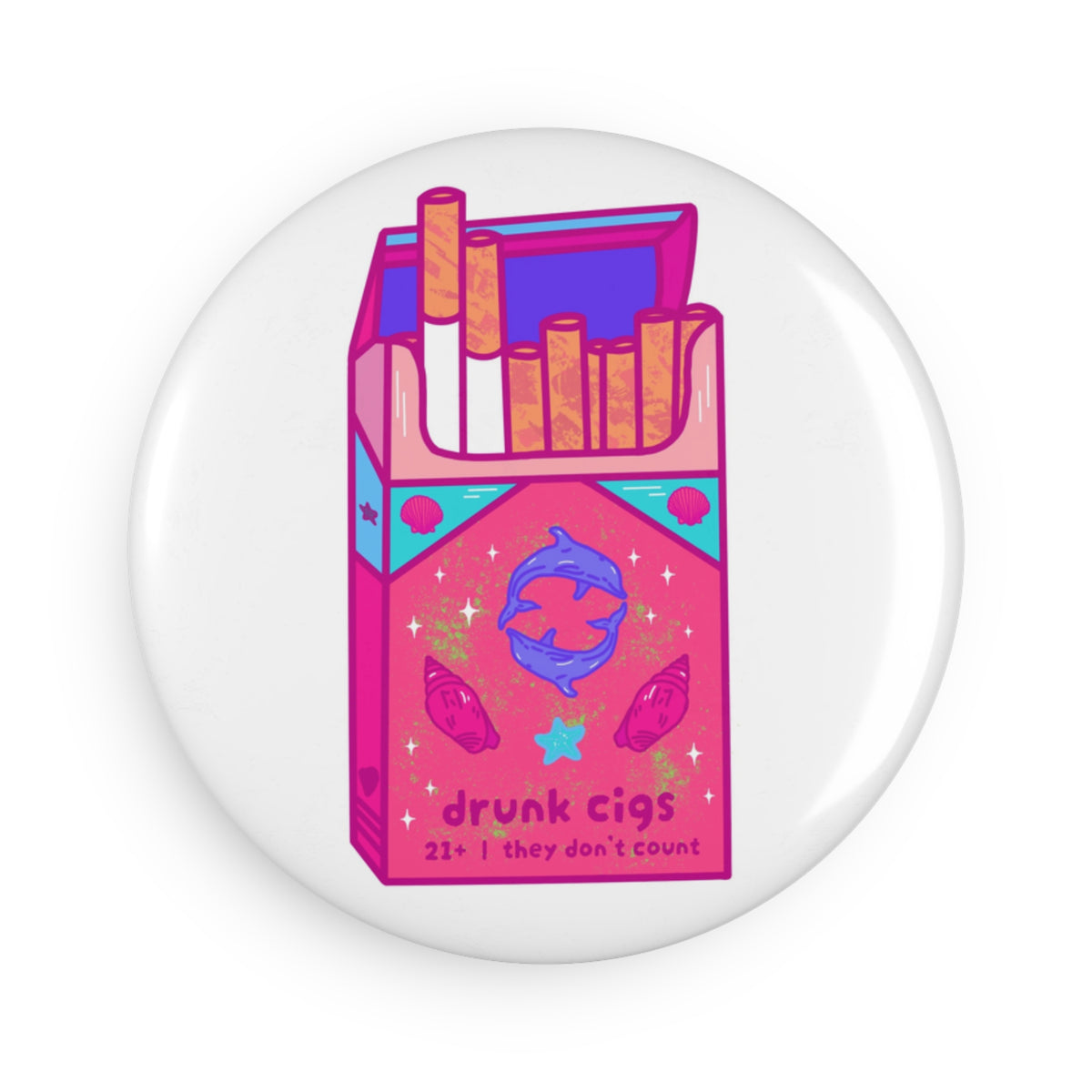 Drunk Cigs Magnet, Round