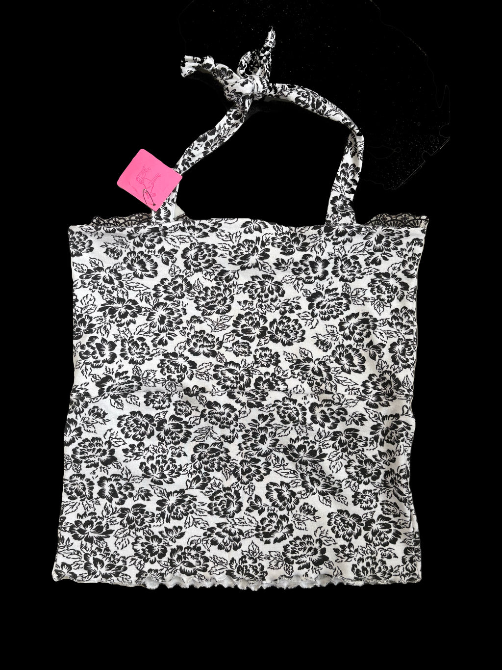 B&w floral tank & matching scrunchie