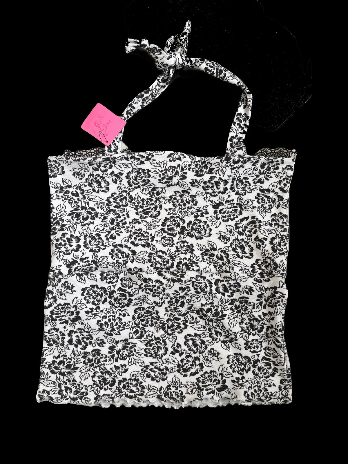 B&w floral tank & matching scrunchie